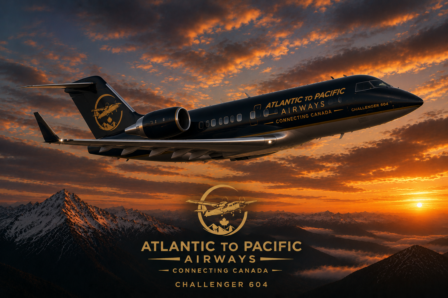 Bombardier Challenger 300 and 600 in Atlantic to Pacific Airways livery